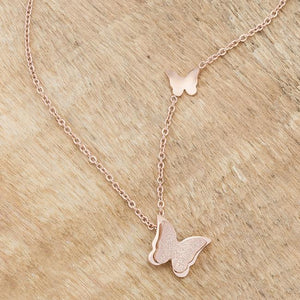 Beatrice Rose Gold Stainless Steel Delicate Butterfly Necklace - Jewelry Xoxo