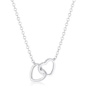 .22 Ct Interlocking Hearts Necklace with CZ - Jewelry Xoxo