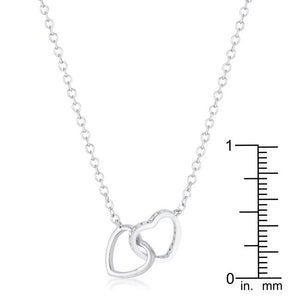 .22 Ct Interlocking Hearts Necklace with CZ - Jewelry Xoxo