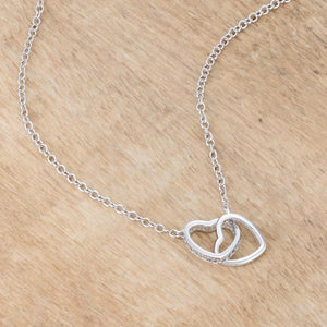 .22 Ct Interlocking Hearts Necklace with CZ - Jewelry Xoxo