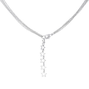 Multi-Chain Rhodium Star Necklace with CZ - Jewelry Xoxo