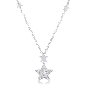 .32Ct Rhodium Star Necklace with Shimmering CZ - Jewelry Xoxo