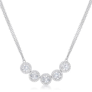 5 Ct Dazzling Rhodium Necklace with CZ - Jewelry Xoxo