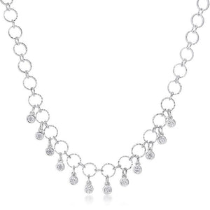 1.32 Ct Stunning Rhodium Necklace with CZ Charms - Jewelry Xoxo