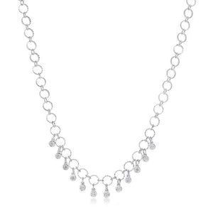 1.32 Ct Stunning Rhodium Necklace with CZ Charms - Jewelry Xoxo