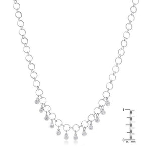 1.32 Ct Stunning Rhodium Necklace with CZ Charms - Jewelry Xoxo