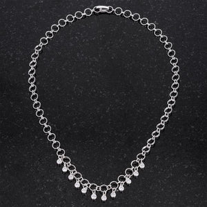 1.32 Ct Stunning Rhodium Necklace with CZ Charms - Jewelry Xoxo