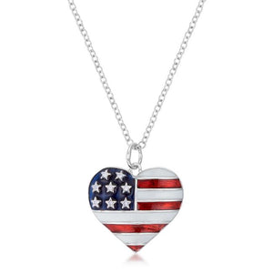 Stars and Stripes Rhodium Necklace with CZ - Jewelry Xoxo