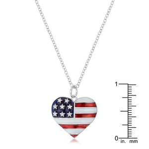 Stars and Stripes Rhodium Necklace with CZ - Jewelry Xoxo