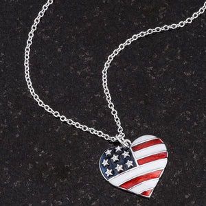 Stars and Stripes Rhodium Necklace with CZ - Jewelry Xoxo