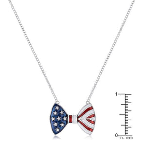 .025 Ct Stars and Stripes Bow Tie Necklace with CZ - Jewelry Xoxo