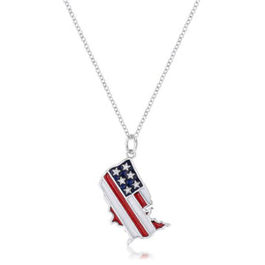 .015 Ct Patriotic U.S. Map Necklace - Jewelry Xoxo