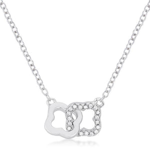 .21 Ct Rhodium Necklace with Floral Links - Jewelry Xoxo