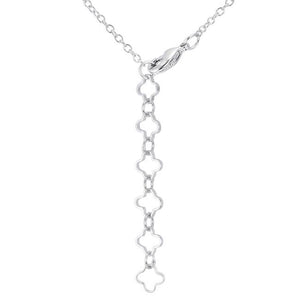 .21 Ct Rhodium Necklace with Floral Links - Jewelry Xoxo