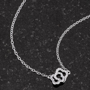 .21 Ct Rhodium Necklace with Floral Links - Jewelry Xoxo