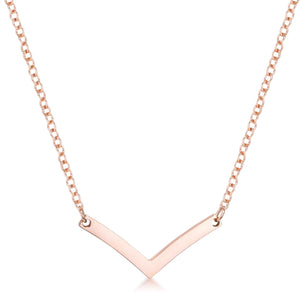 Stainless Steel Rose Goldtone Chevron Necklace - Jewelry Xoxo