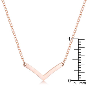 Stainless Steel Rose Goldtone Chevron Necklace - Jewelry Xoxo