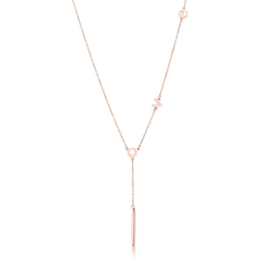 Stainless Steel Rose Goldtone LOVE Necklace - Jewelry Xoxo