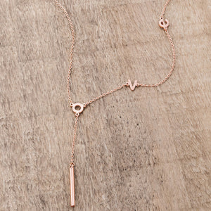 Stainless Steel Rose Goldtone LOVE Necklace - Jewelry Xoxo