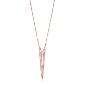 .2Ct Rose Gold Plated CZ Embedded Elongated Arrow Necklace - Jewelry Xoxo