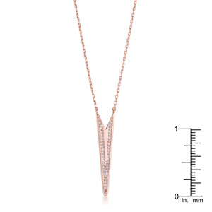 .2Ct Rose Gold Plated CZ Embedded Elongated Arrow Necklace - Jewelry Xoxo