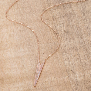 .2Ct Rose Gold Plated CZ Embedded Elongated Arrow Necklace - Jewelry Xoxo