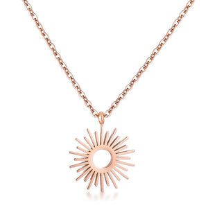 Rose Goldtone Sunburst Necklace - Jewelry Xoxo