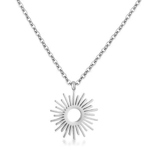 Silvertone Sunburst Necklace - Jewelry Xoxo