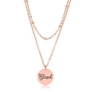 Delicate Rose Gold Plated "Blessed" Necklace - Jewelry Xoxo