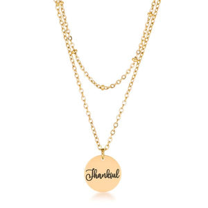 Delicate 18k Gold Plated "Thankful" Necklace - Jewelry Xoxo