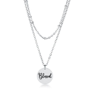 Delicate Stainless Steel "Blessed" Necklace - Jewelry Xoxo