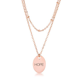 Rose Gold Plated Double Chain "HOPE' Necklace - Jewelry Xoxo