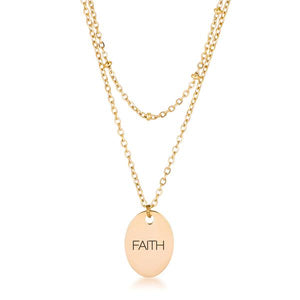 18k Gold Plated Double Chain "FAITH" Necklace - Jewelry Xoxo