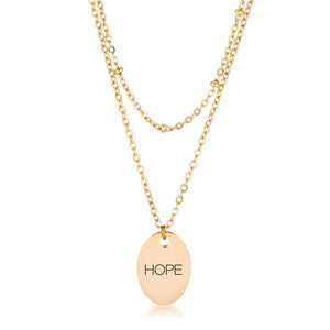 18k Gold Plated Double Chain "HOPE" Necklace - Jewelry Xoxo