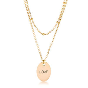 18k Gold Plated Double Chain "LOVE" Necklace - Jewelry Xoxo