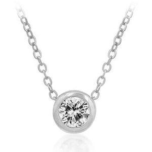 Solitaire Bezel Cubic Zirconia Pendant - Jewelry Xoxo