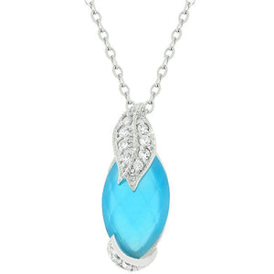Leaf and Aqua Beauty Pendant - Jewelry Xoxo