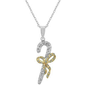 Candy Cane Cubic Zirconia Pendant - Jewelry Xoxo