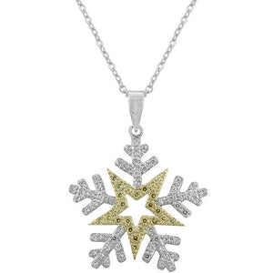 Two-tone Finished Snowflake Pendant - Jewelry Xoxo