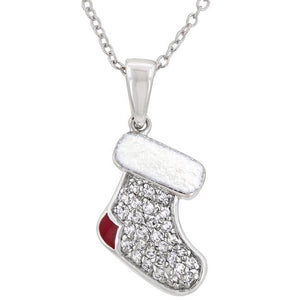 Red and White Stocking Pendant - Jewelry Xoxo