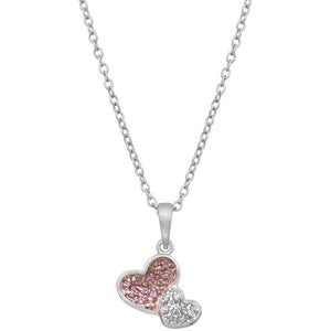 Two Hearts Pave Pendant - Jewelry Xoxo