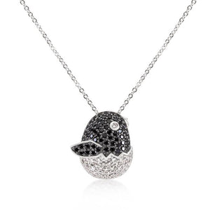Black and White Cubic Zirconia Baby Bird Pendant - Jewelry Xoxo