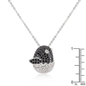 Black and White Cubic Zirconia Baby Bird Pendant - Jewelry Xoxo