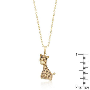 Golden Cubic Zirconia Giraffe Pendant Necklace - Jewelry Xoxo