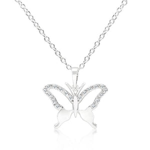 Cubic Zirconia Butterfly Pendant Necklace - Jewelry Xoxo