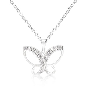 Dainty Butterfly Cubic Zirconia Pendant Necklace - Jewelry Xoxo