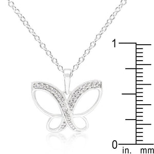 Dainty Butterfly Cubic Zirconia Pendant Necklace - Jewelry Xoxo
