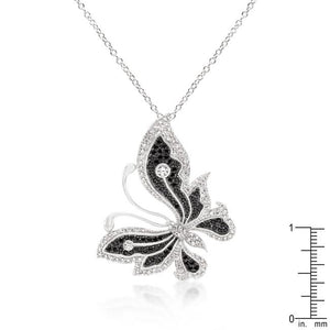 Black and White Large Cubic Zirconia Butterfly Pendant - Jewelry Xoxo