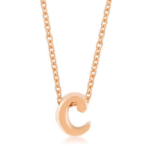 Rose Gold Finish Initial C Pendant - Jewelry Xoxo