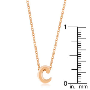 Rose Gold Finish Initial C Pendant - Jewelry Xoxo